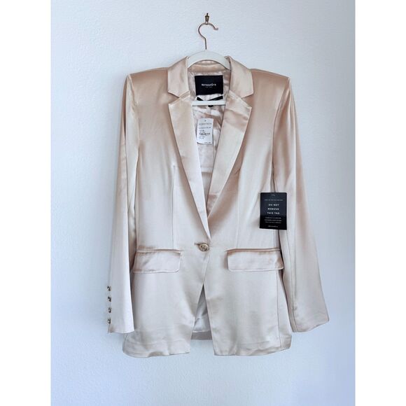 NWT Retrofête Silky Satin One Button Leo Blazer in Dusty Peach Pink Size Small - Picture 5 of 15